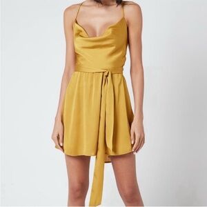Free People Gold Cowl Neck Mini Sundress